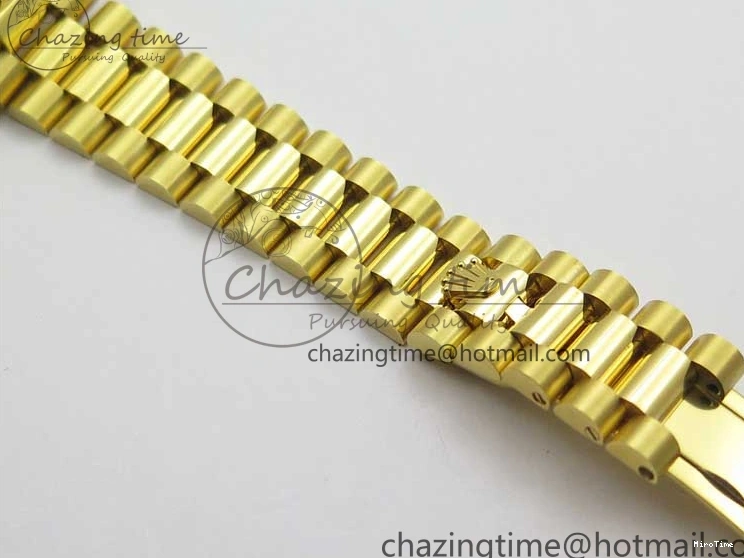 MiroTime 0305 Versatile Daydate 278288 31mm YG EWF Best Edition Green Malachite Dial Crystal Markers on YG President Bracelet ETA 2606